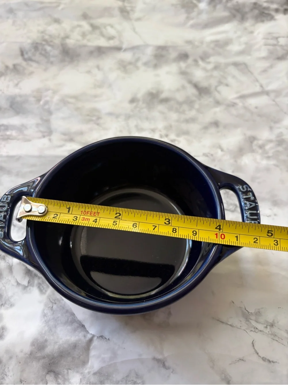 Staub mini round cocotte in sapphire blue